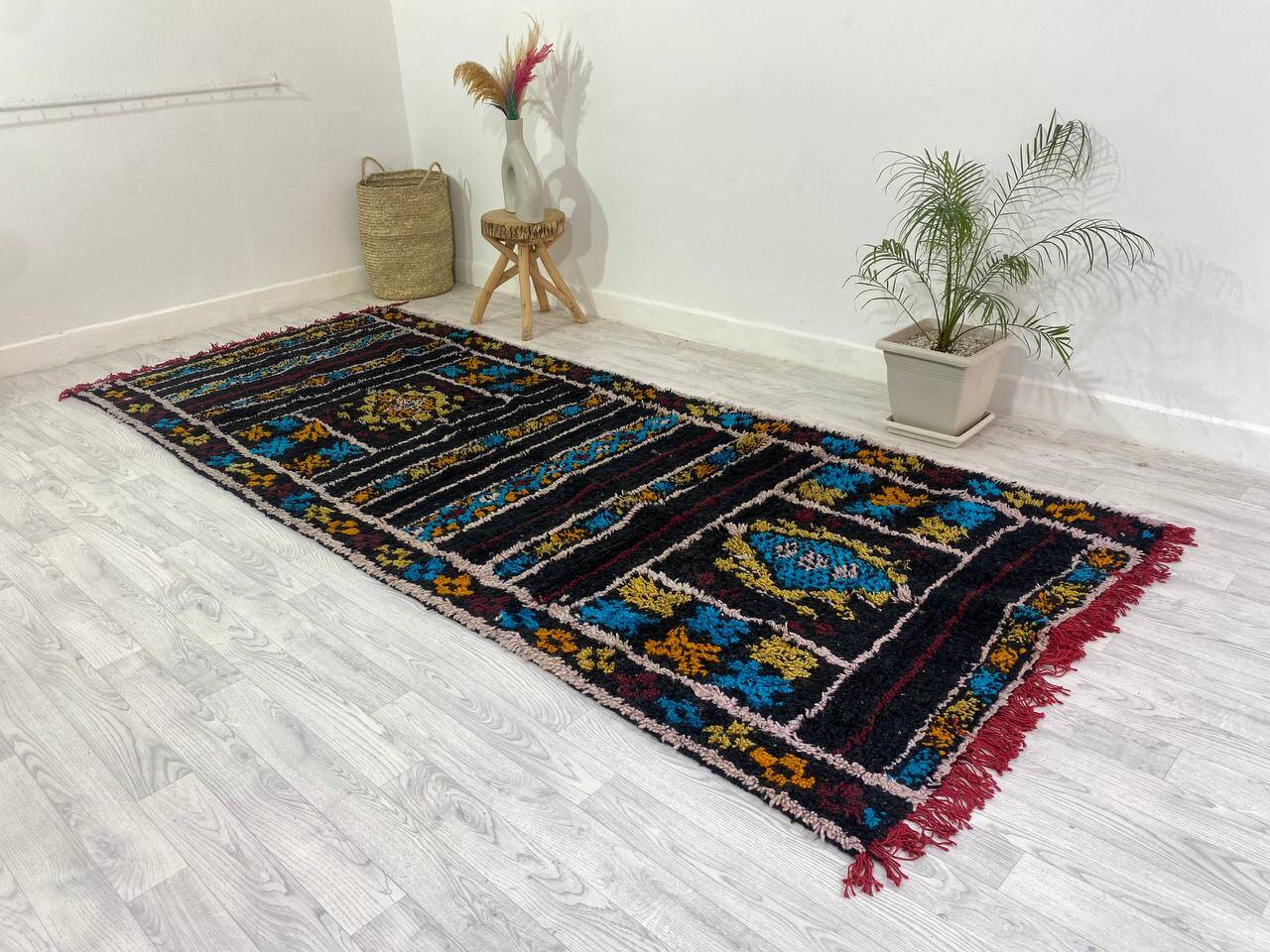 Handmade wool Berber rug 345 X 110 CM