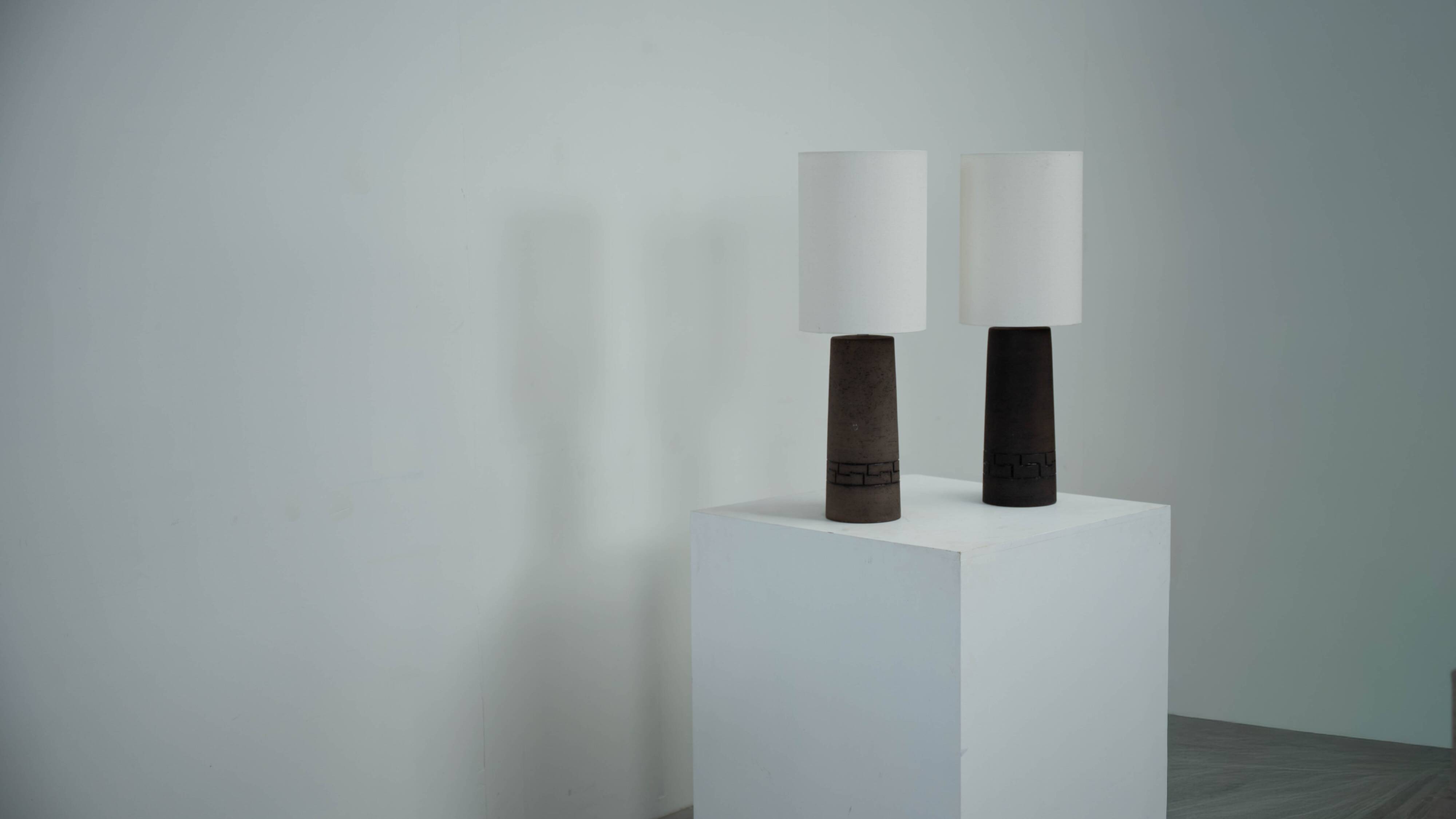 Set of two ceramic sculptural table lamps by Töreboda