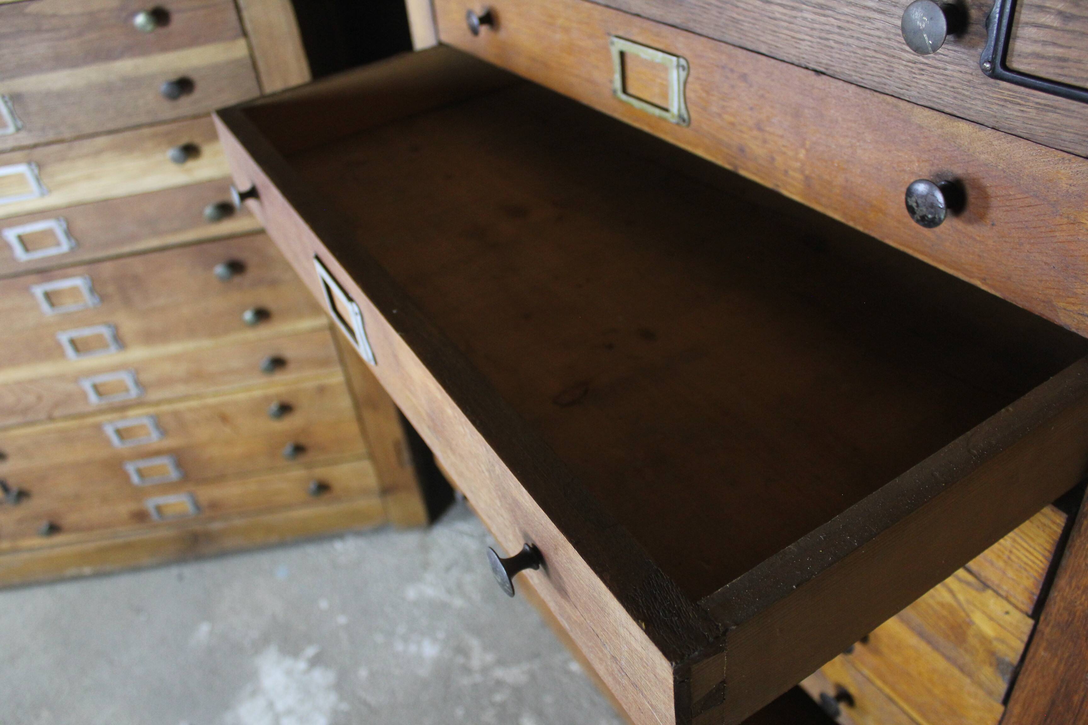 Oak craft cabinet – 60 drawers with label holders