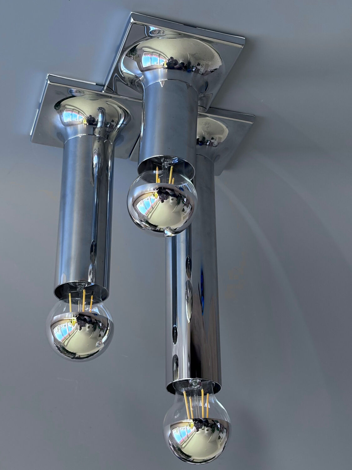 Space Age ceiling lights in chrome by Rolf Krüger for Staff Leuchten, A