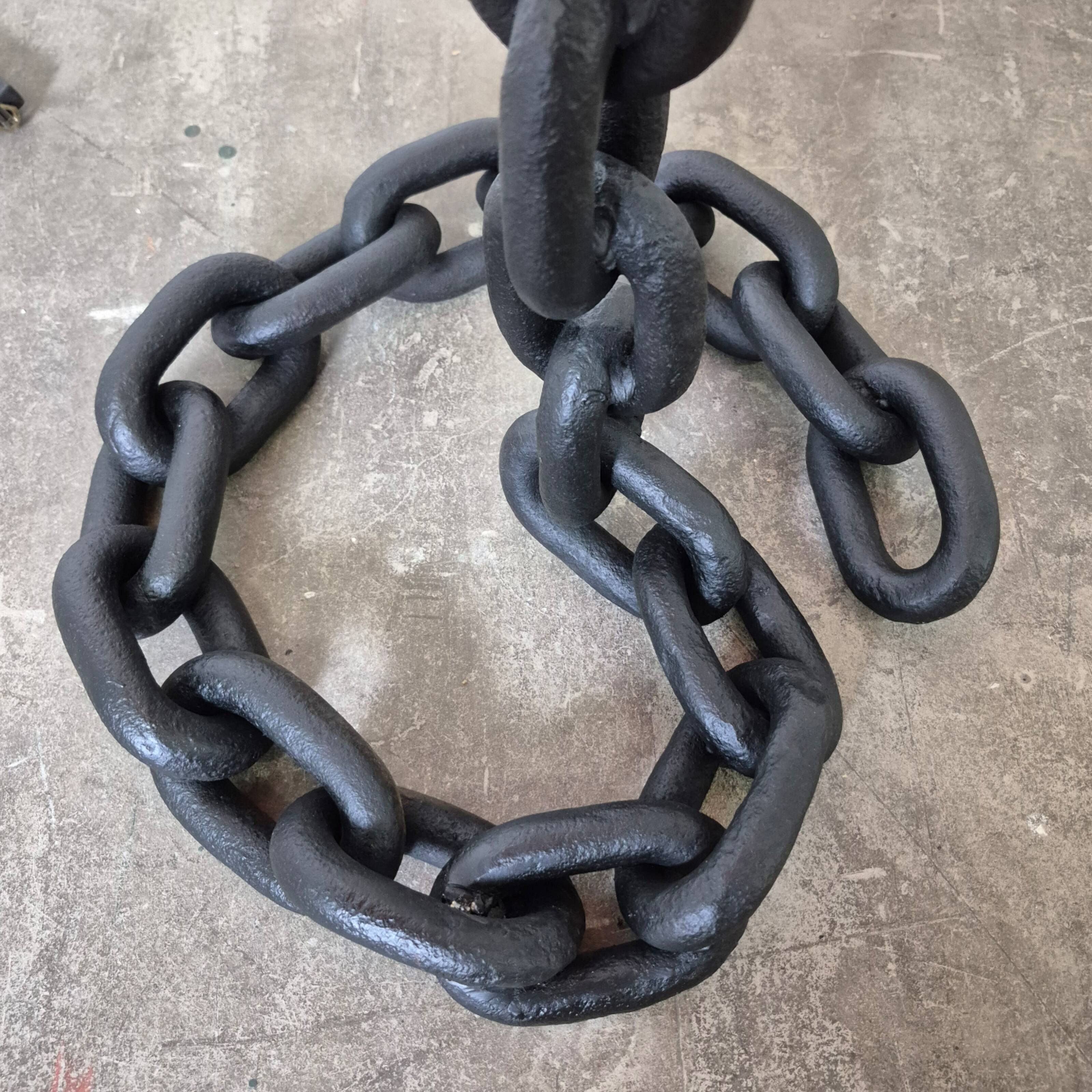 Brutalist iron chain and fiberglass floor lamp, Netherlands 1960s