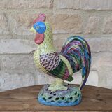 Polychrome decorative rooster in Paris Porcelain statue H30cm