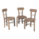 Set of 3 rustic wooden and woven straw chairs
