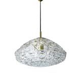 Vintage suspension thick transparent glass and brass 1960