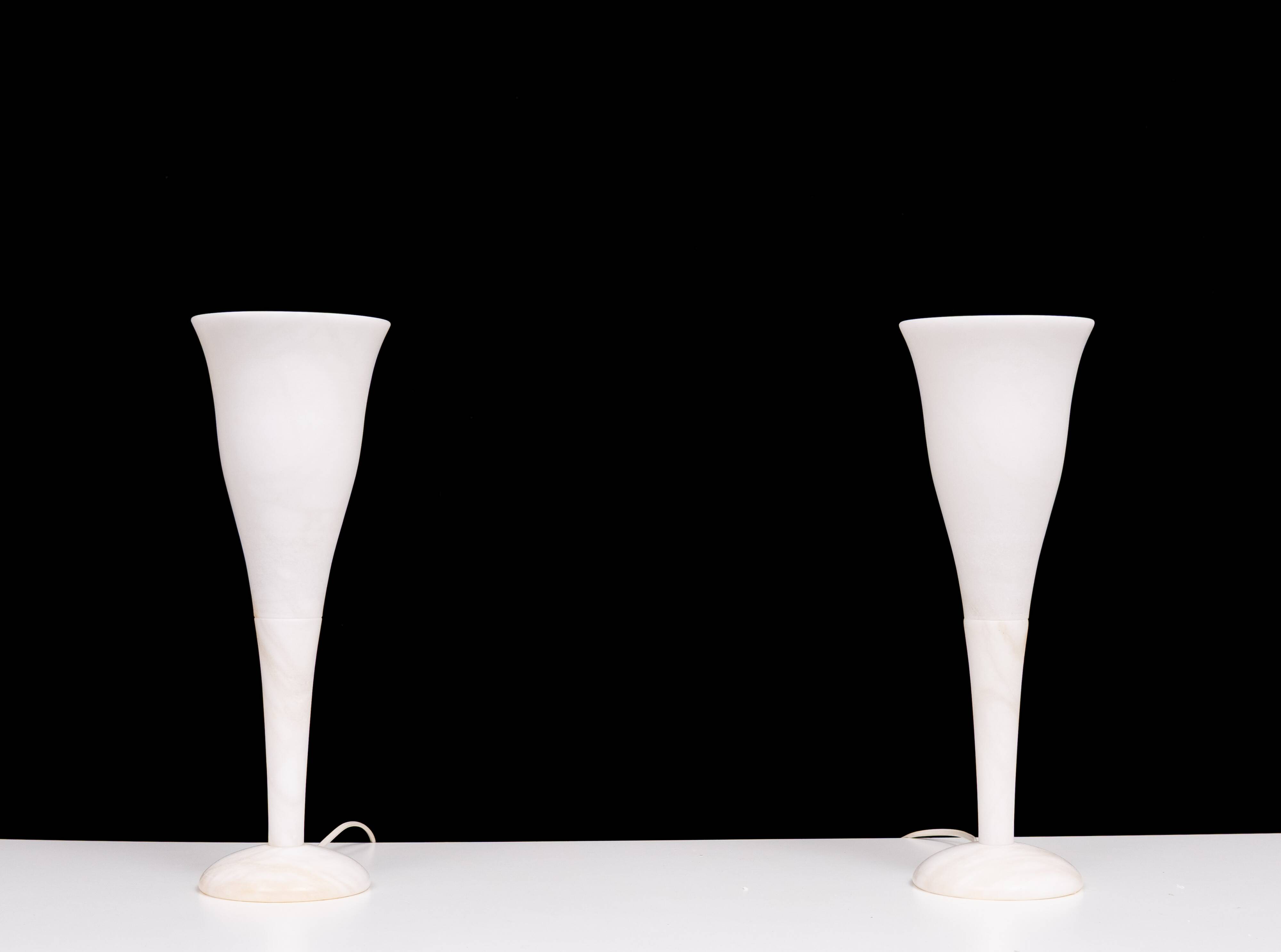 pair Alabaster Table lamps by A Pegasam Spain 1970s