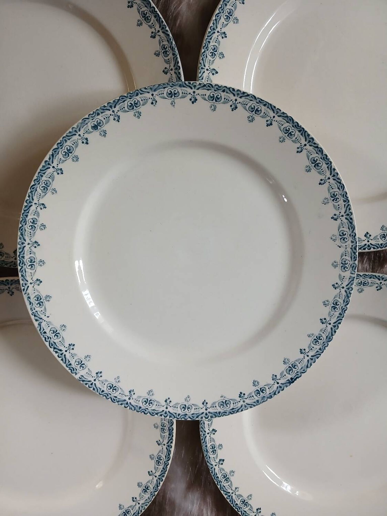 6 assiettes plates anciennes en Terre de fer Hb& Cie