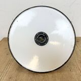 Industrial blue enamel military pendant lamp with cast aluminium top, 1960