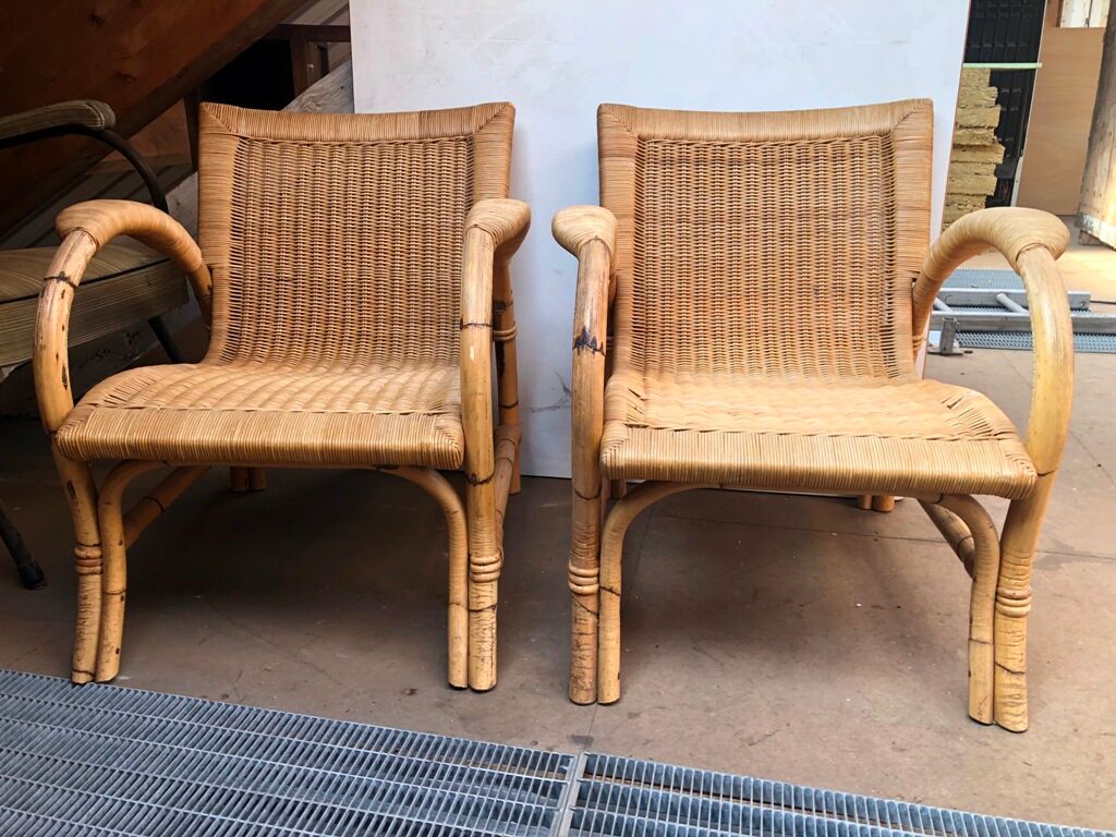 2 rattan armchair from the 50s arco
