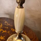 paire de lampe onix  vert et laiton 1970 ,  elec ok 35x14