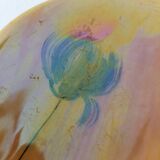 Vintage navette cup by Socram – stylized floral decoration, iridescent caramel