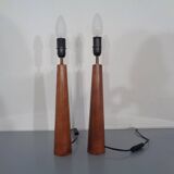 Mid-Century Filigree Danish Teak Table Lamps, 1950s, Set of 2