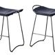 A pair of comfortable stools, blue with black metal details.