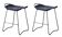 A pair of comfortable stools, blue with black metal details.