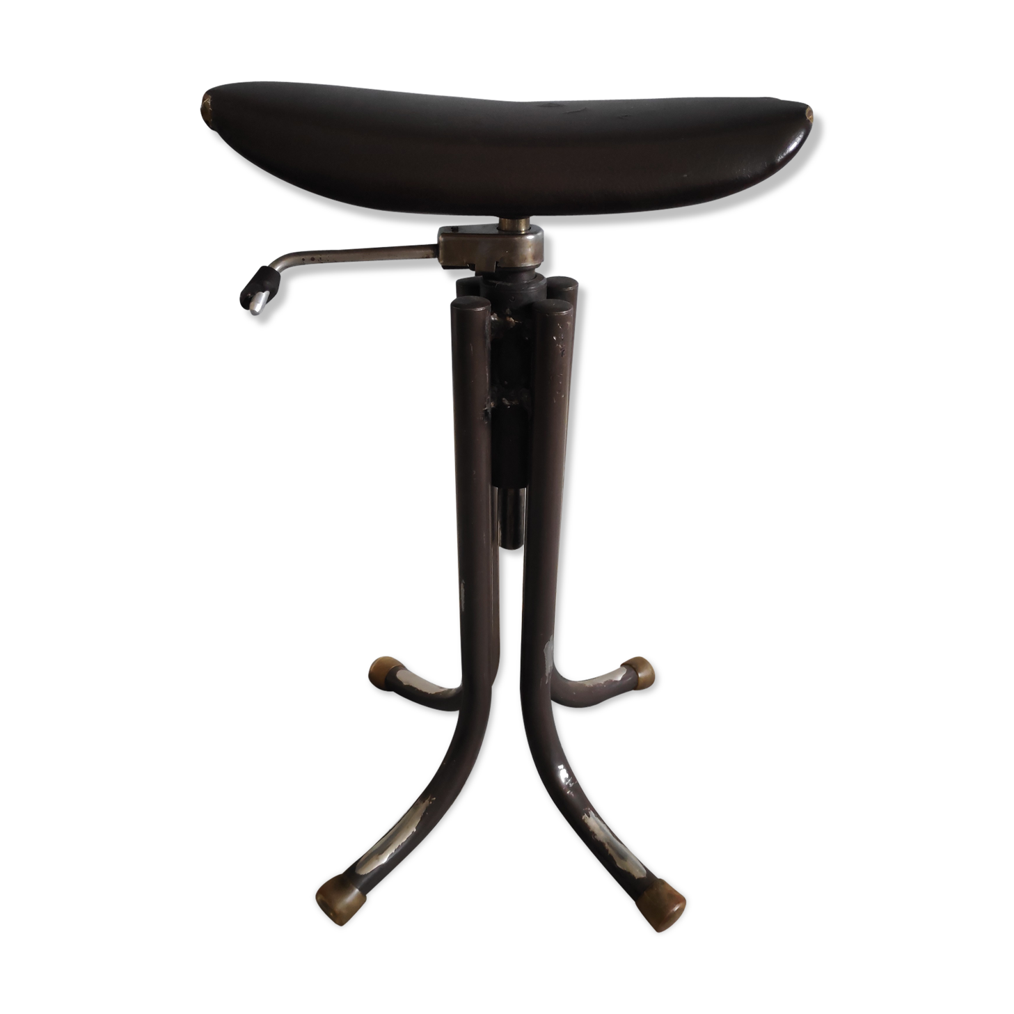 Tabouret industriel de métier réglable en hauteur assise skaï