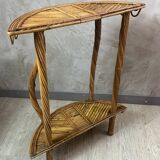 Ensemble miroir et console en bambou et rotin