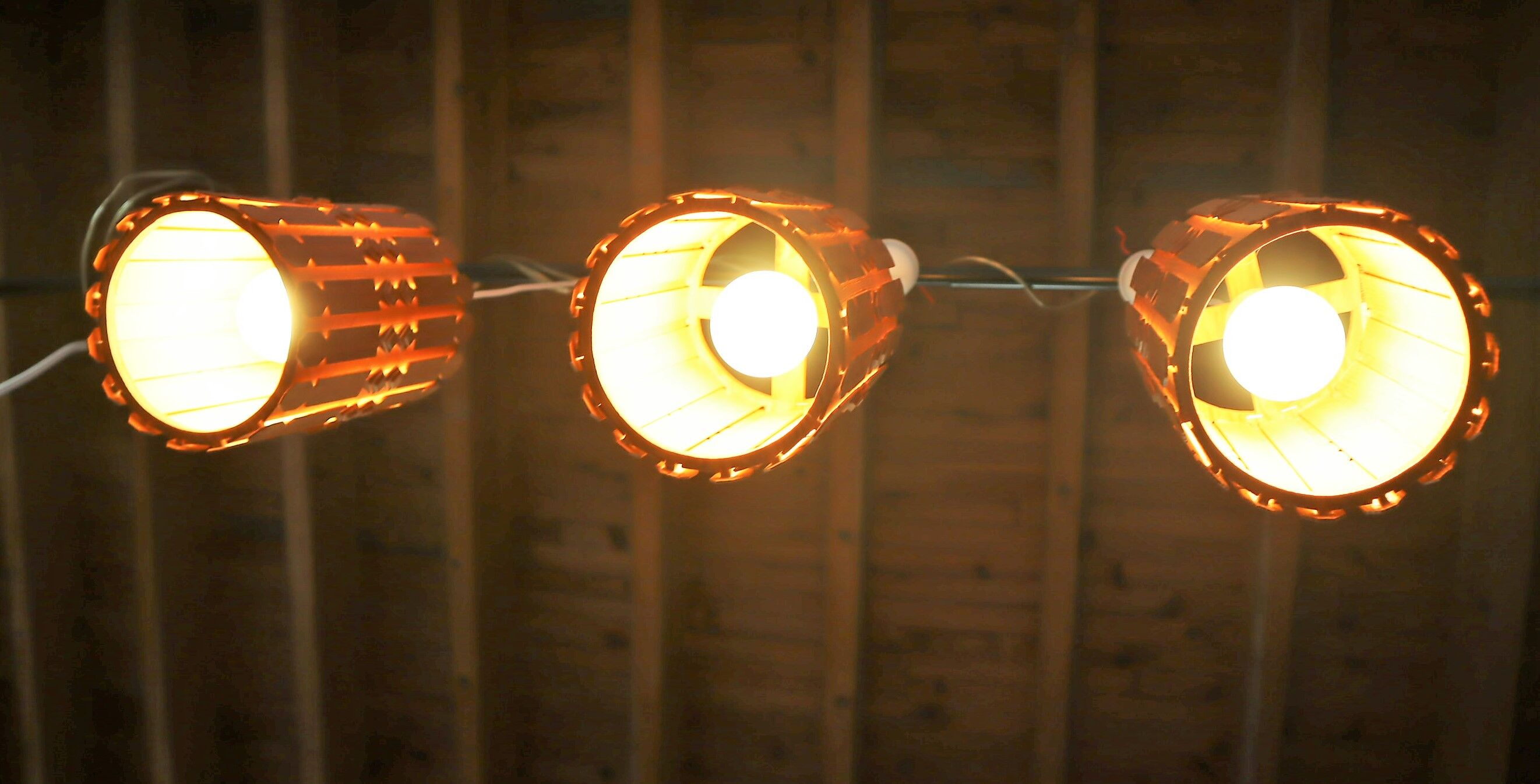 3 Scandinavian suspensions vintage pine 1960