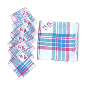Chic country tablecloth and its 6 monogrammed towels VG