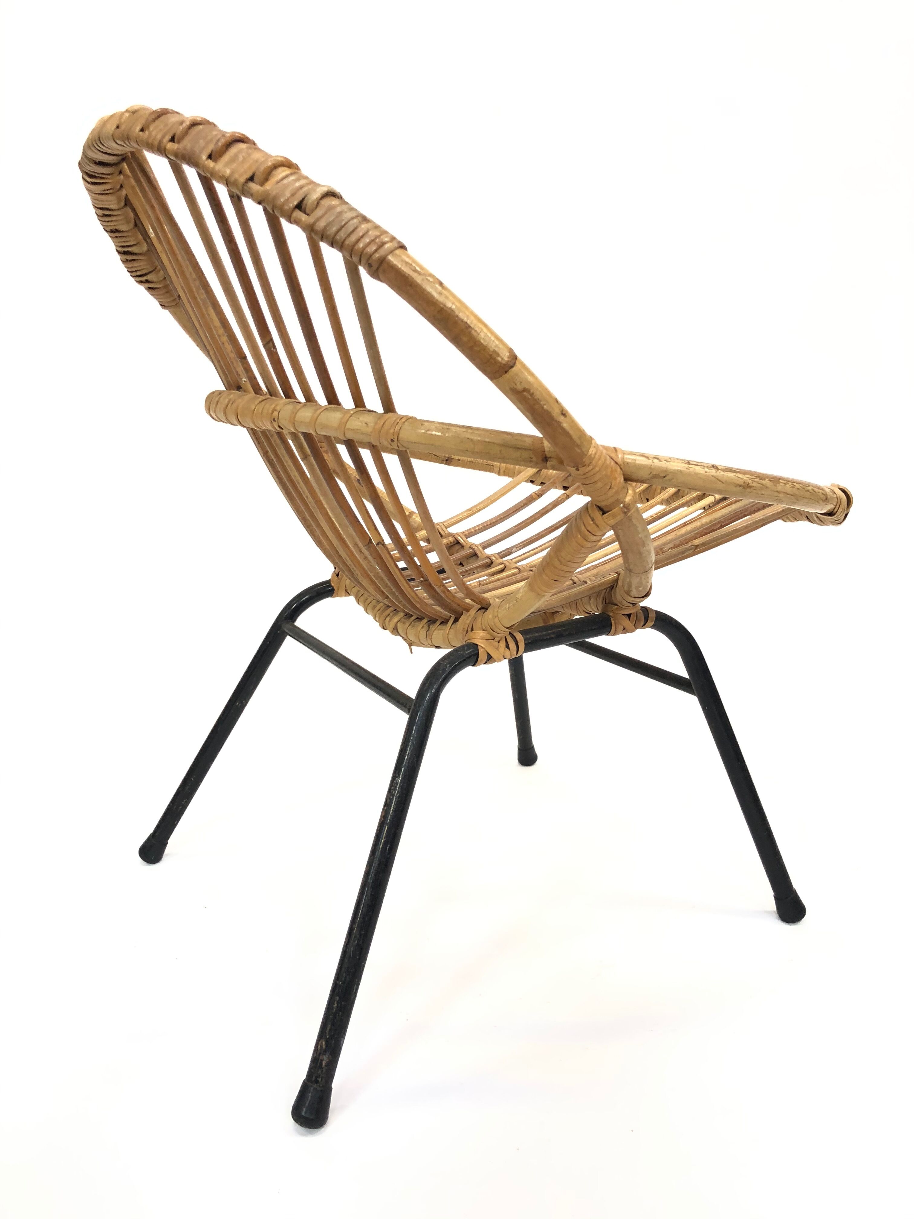 Fauteuil vintage en rotin par Dirk van Sliedregt Rohe Noordwolde 1960 aux Pays-Bas