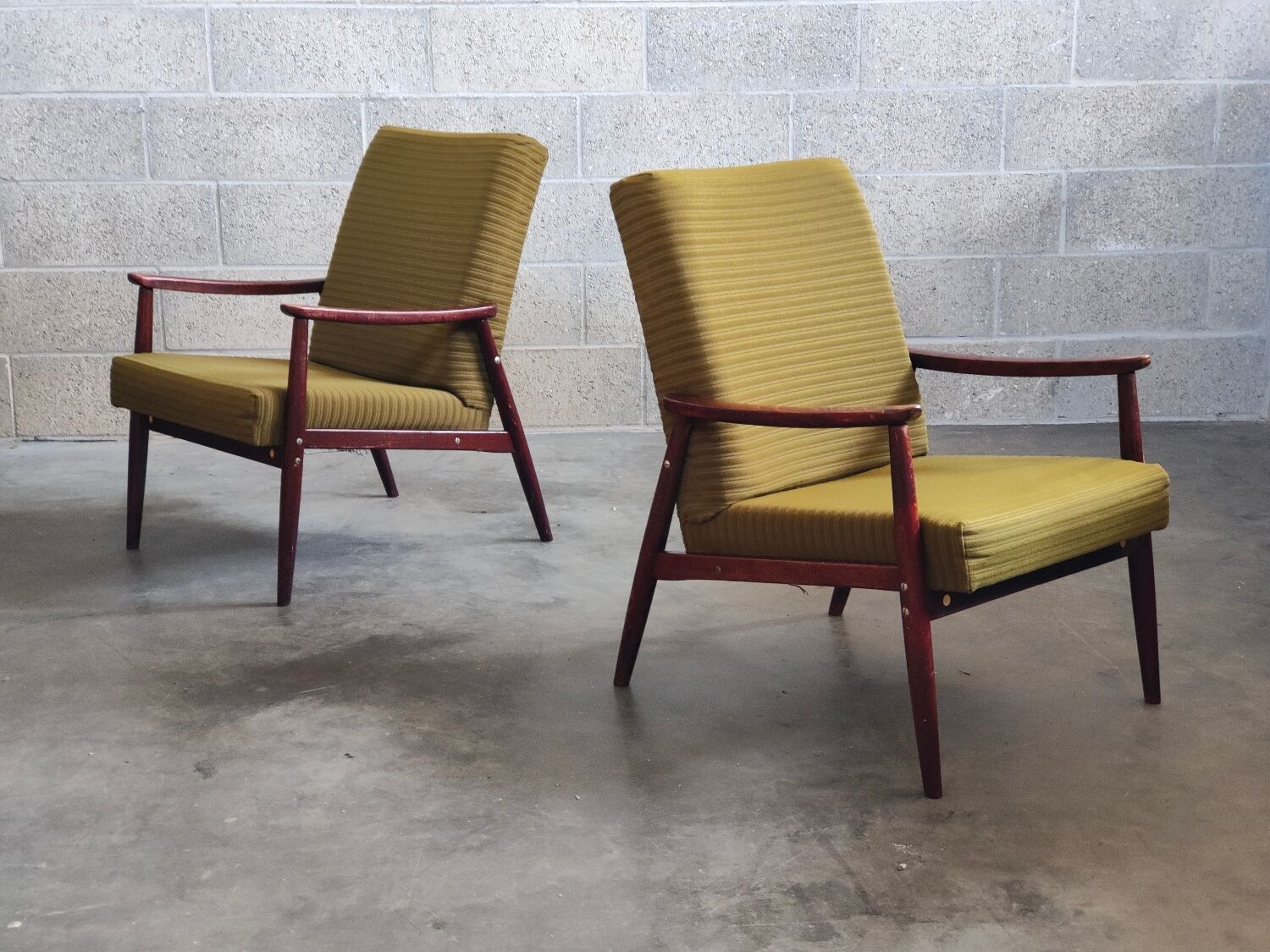 Pair of armchairs Olive Green by Jiri Jiroutek 1960
