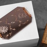 Art Deco Mirrored Glass and Copper Tray, Belgium ca. 1920