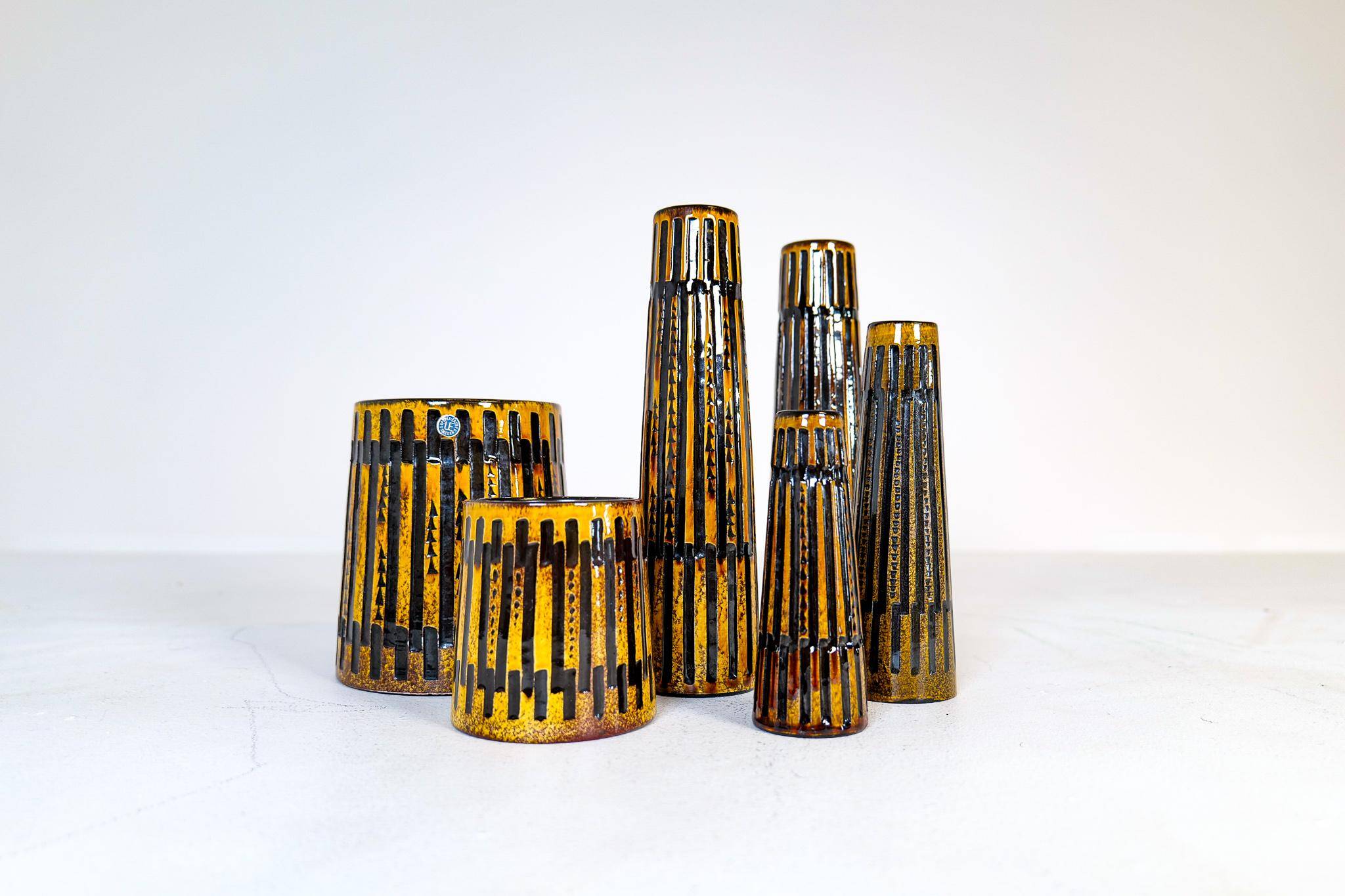 Collection of 6 Ceramic Vases and a Upsala Ekeby Nevada Tray 1962