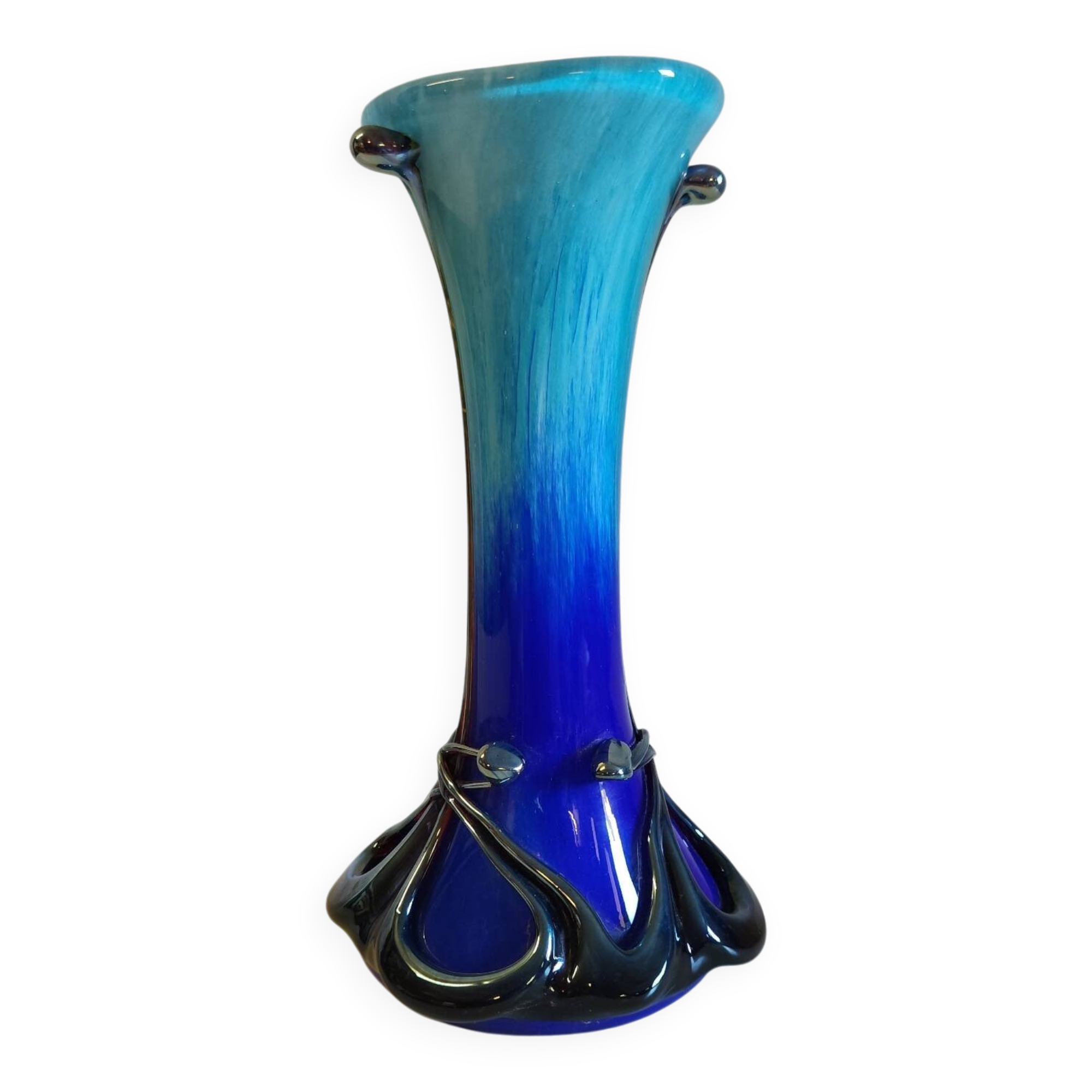 Art Nouveau vase in Biot glass by J.M. OPERTO - mid 20th century