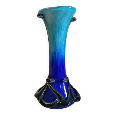 Vase style Art-Nouveau en verrerie de Biot par J.M. OPERTO - mid. XXe
