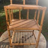 Vintage 3-tier bamboo and rattan shelf