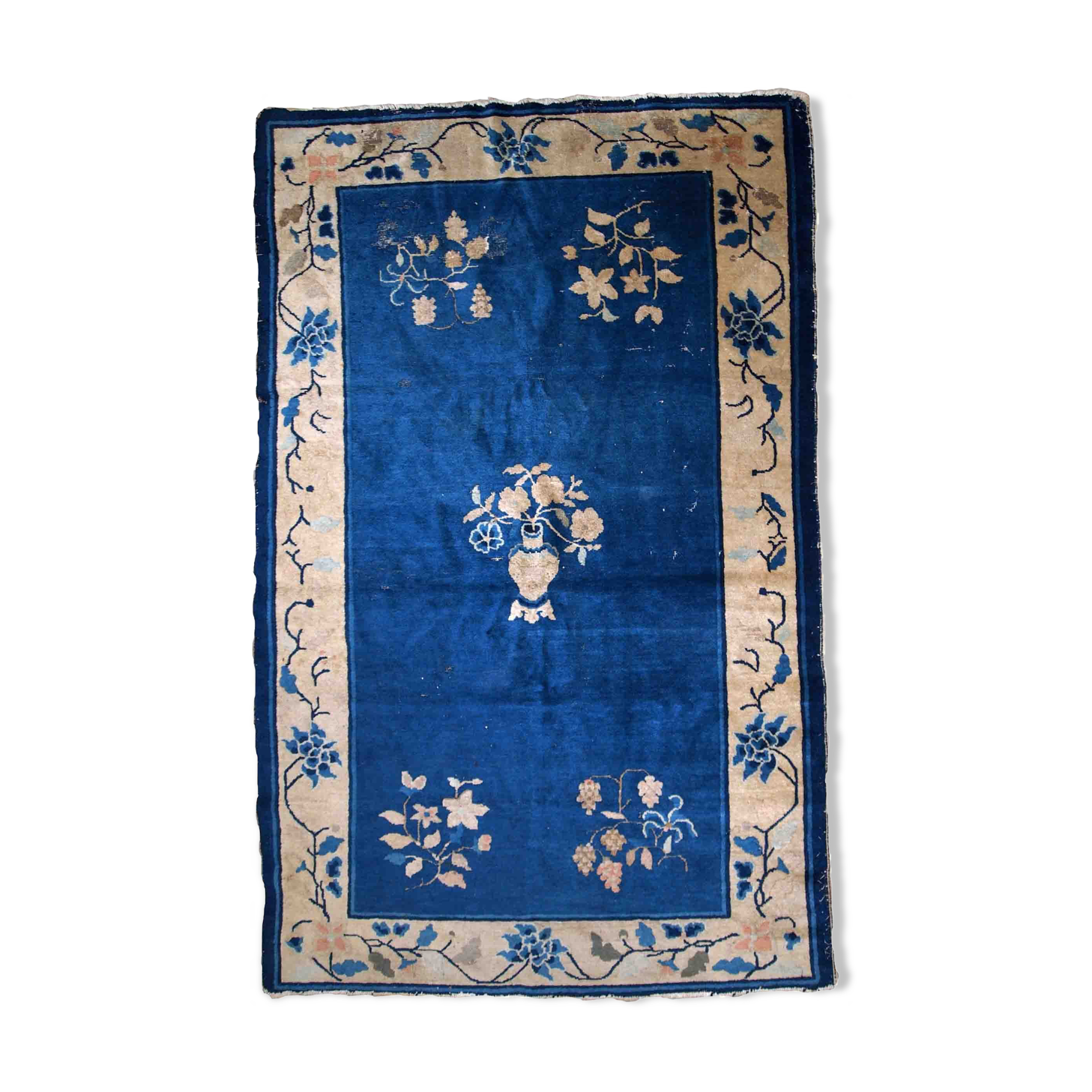 Old Chinese Peking handmade carpet 125cm x 195cm 1900s