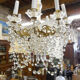 8-bulb string chandelier with crystal drops