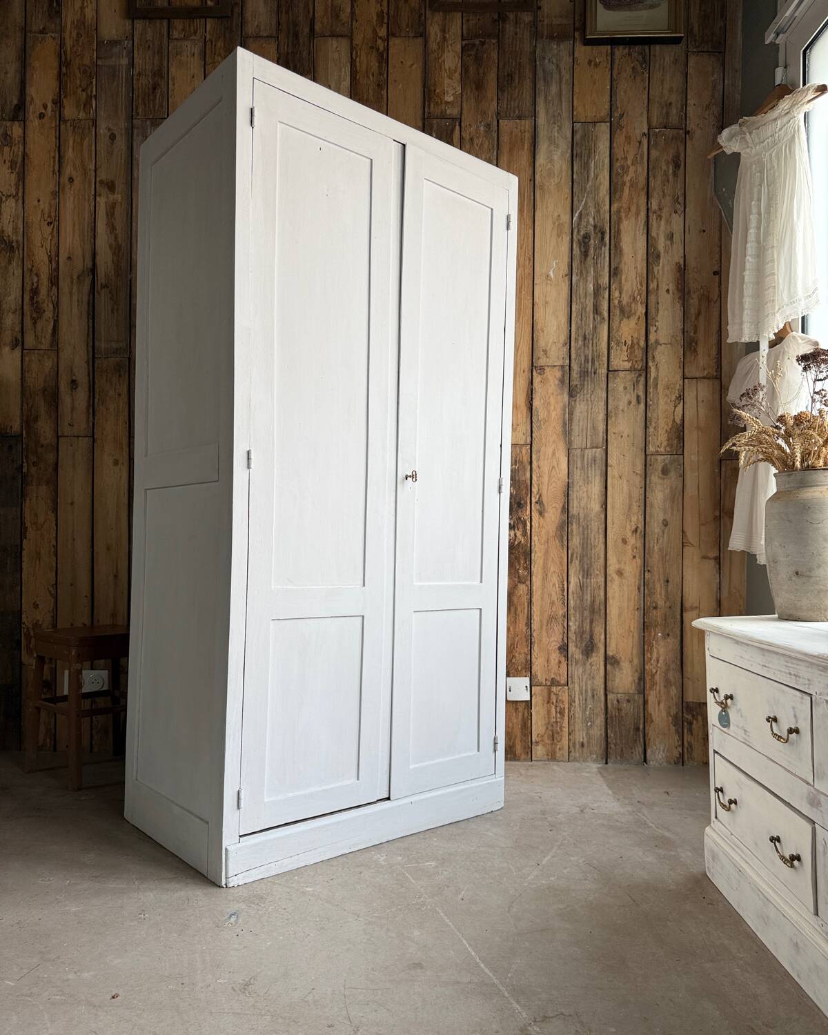 Parisian wardrobe with white patina