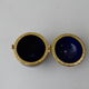 Jewelry box gold porcelain and metal egg blue and vintage gold flowers 1960