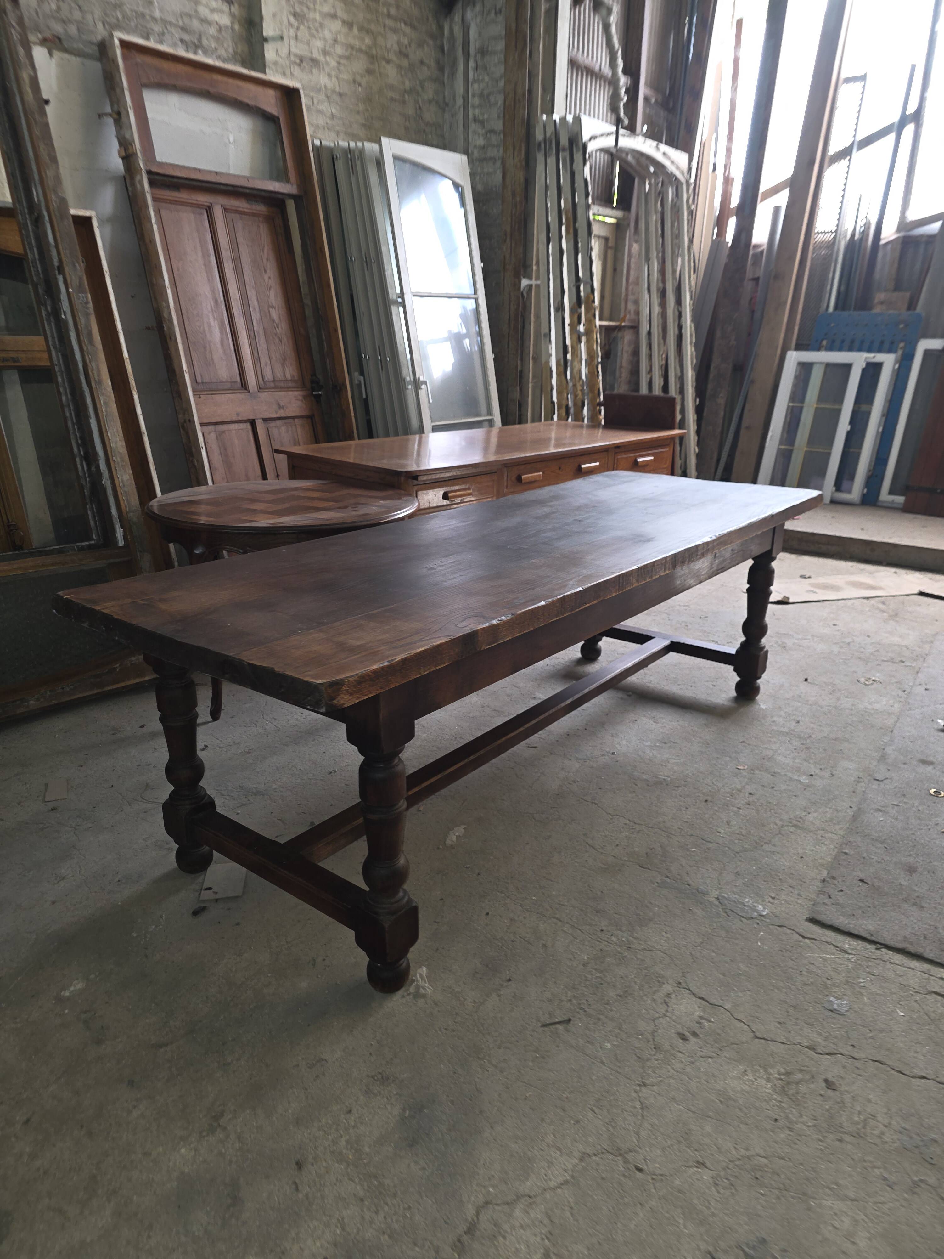 Table de ferme en chêne massif,  250 × 87cm