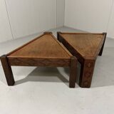 Brutalist triangular shaped oak coffee side tables 1970’s