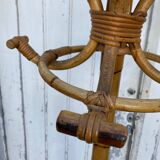 1960s rattan and wicker parrot coat rack entrance hallway