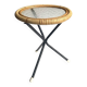 Tripod side table in bamboo and hammered glass - 1950s