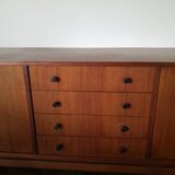 Vintage teak row with metal legs