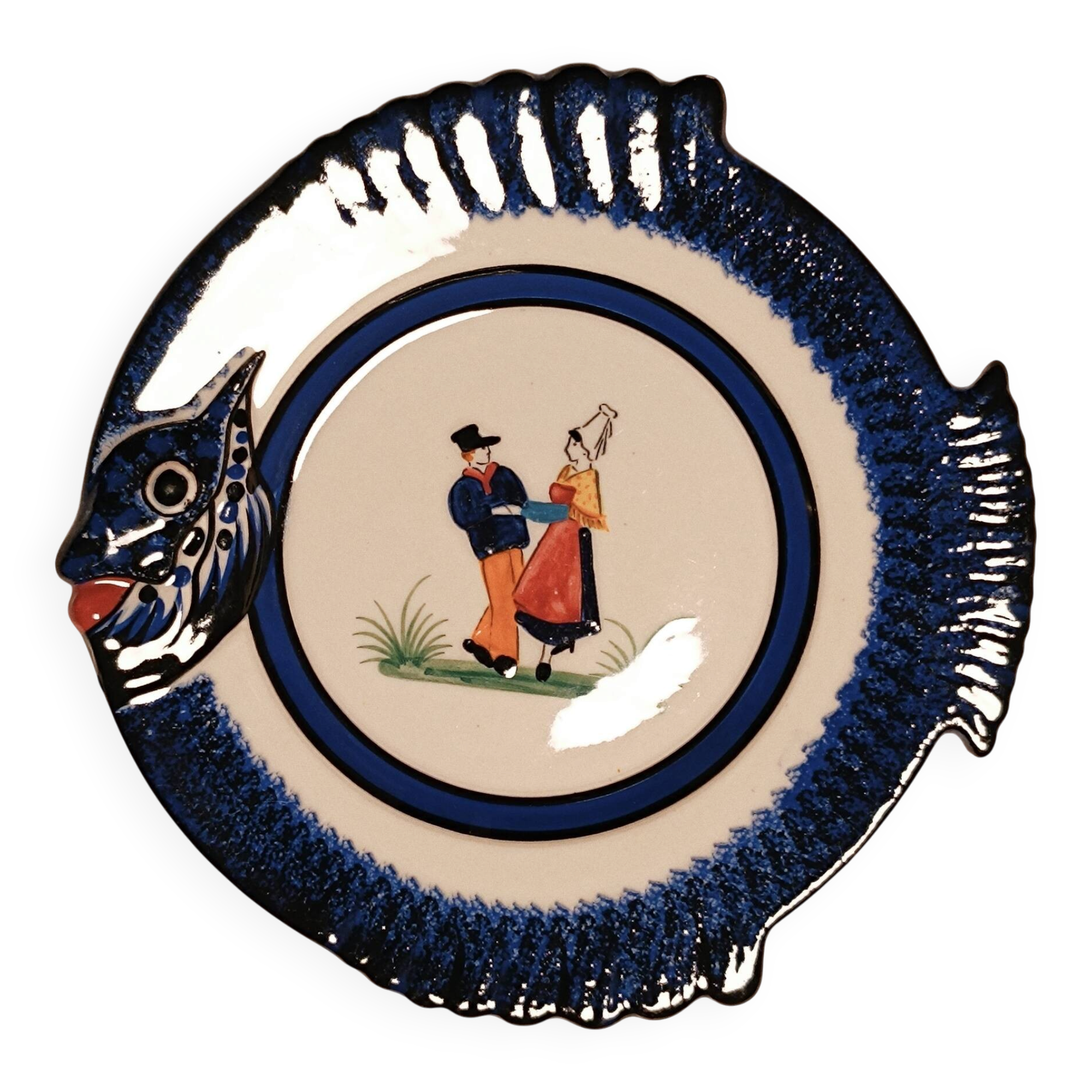 Fish Plate in Port-en-Bessin Faience – Breton / Norman Decor