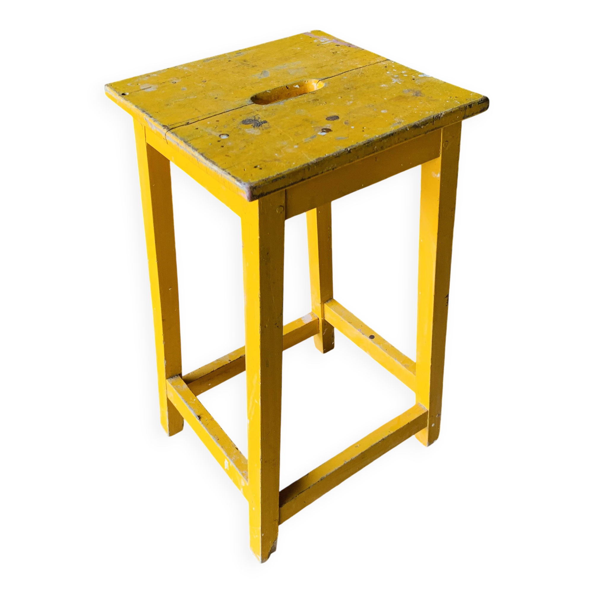Yellow wooden high stool