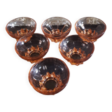 6 pink glass cups with star base