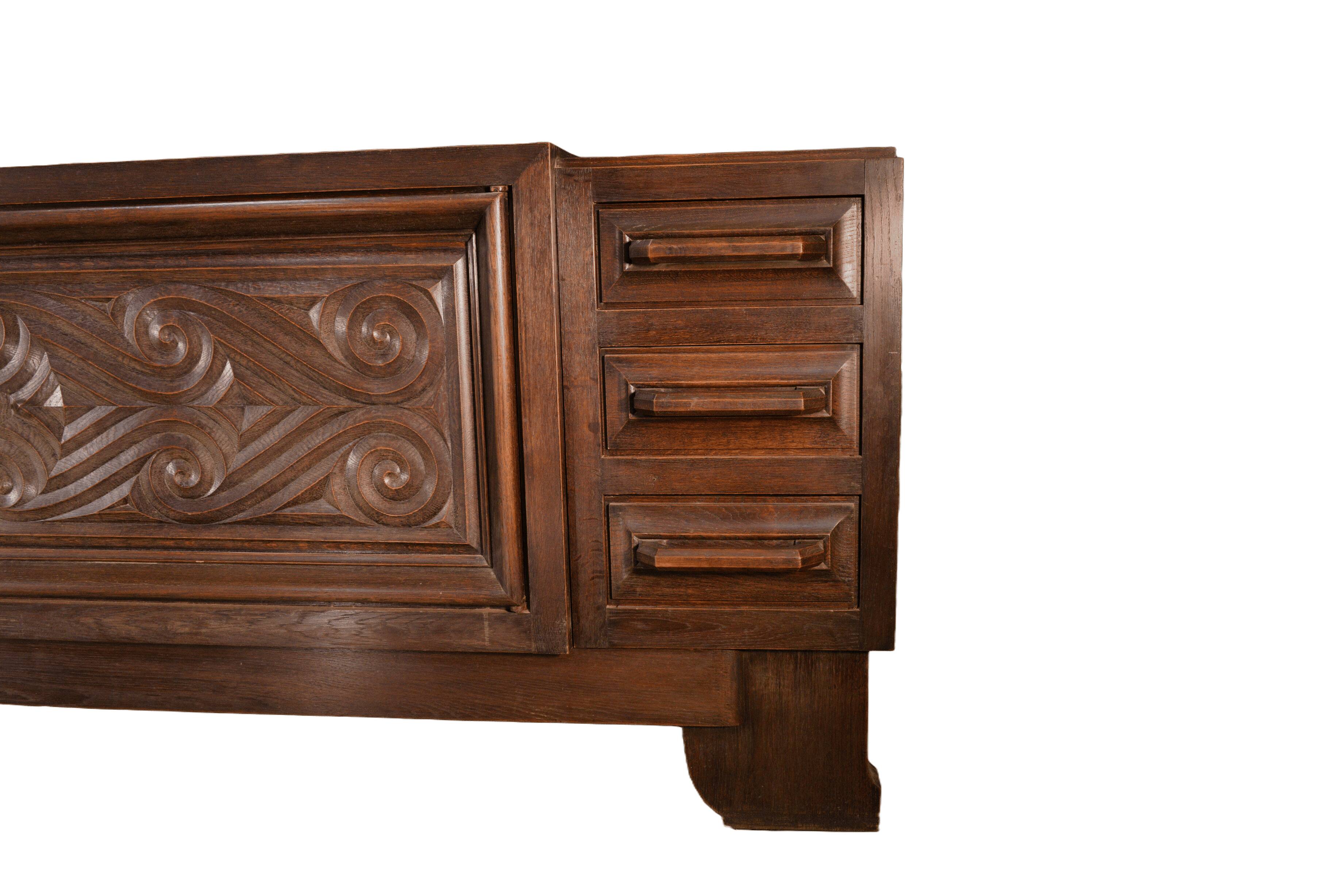 Large solid oak sideboard by André Le Picard 1950