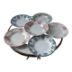 Set of 6 hollow plates Terre de Fer XIXth Saint Amand "Campanule" "Anémone"