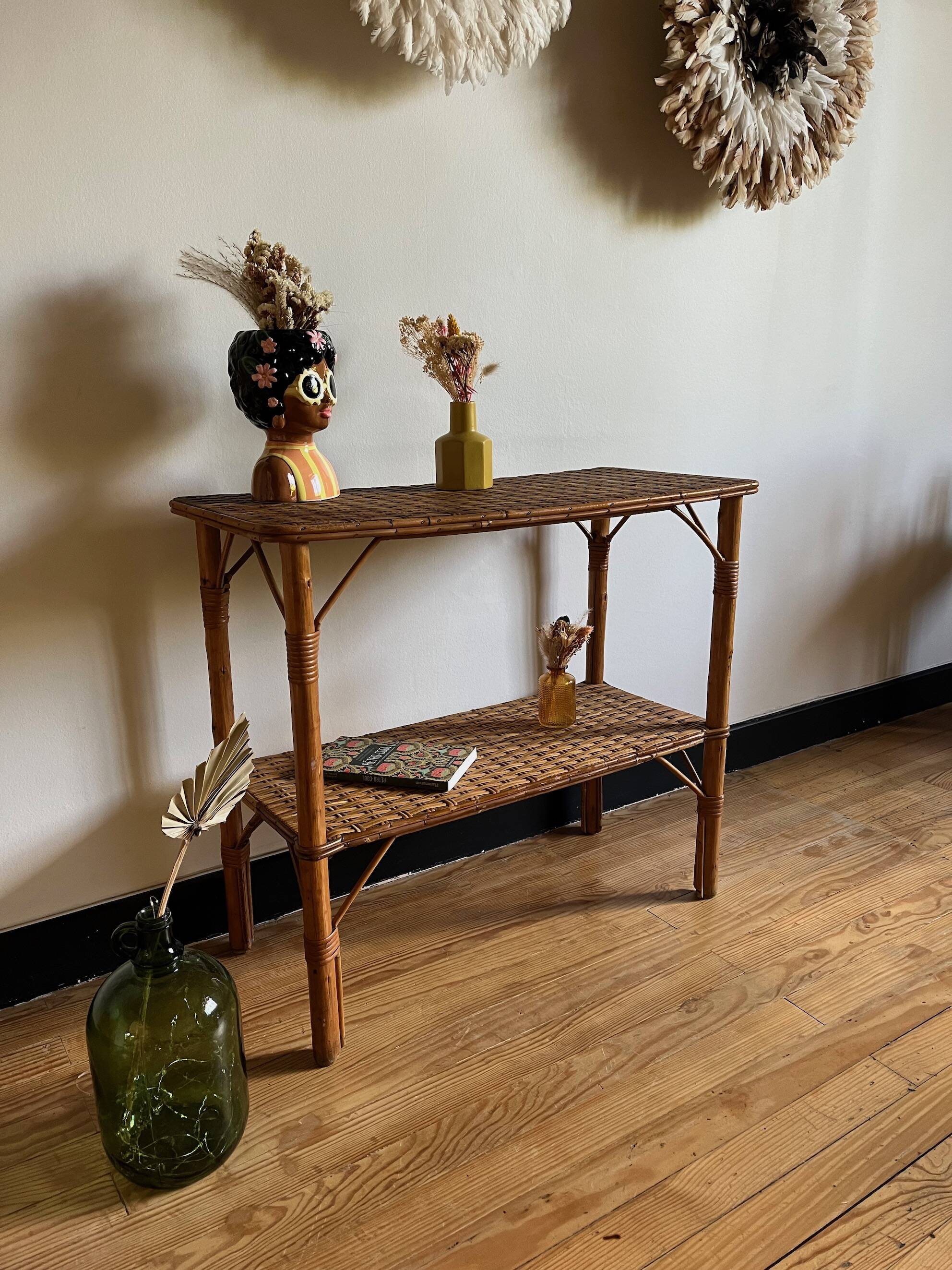 Vintage rattan shelf, console