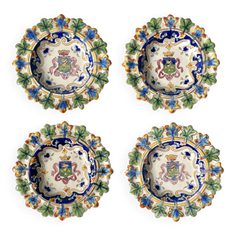 Suite of 4 small old decorative plates