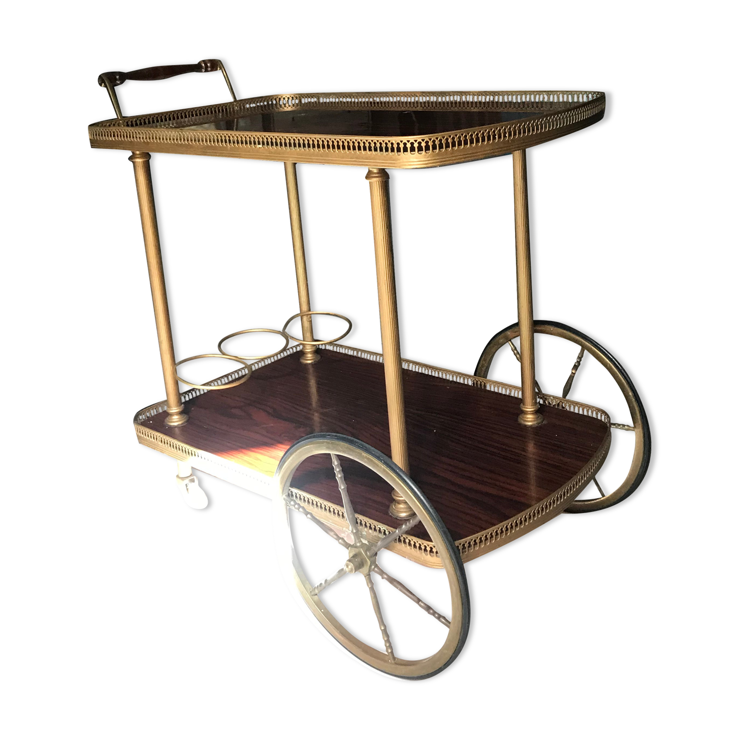 Rolling service wood and brass