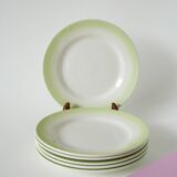 Set of 6 Tie & Dye green dessert plates, 1960