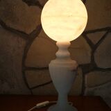 alabaster table lamp with alabaster globe Italy 1950-60