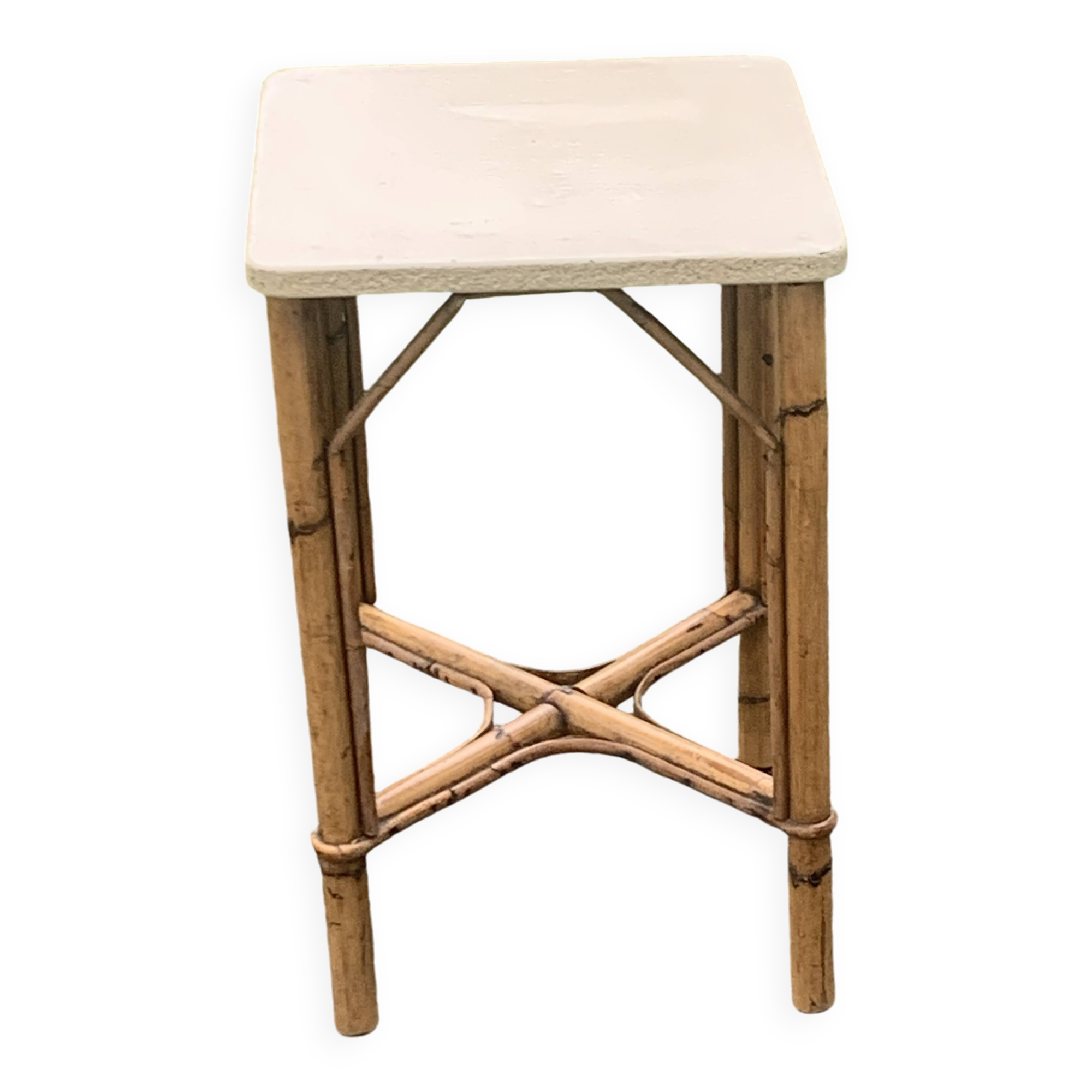 Vintage rattan and wicker side table, bedside table, side table