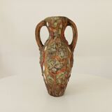 Vintage 70s amphora vase with volcanic effect