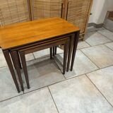 Vintage Scandinavian nesting coffee table in solid teak
